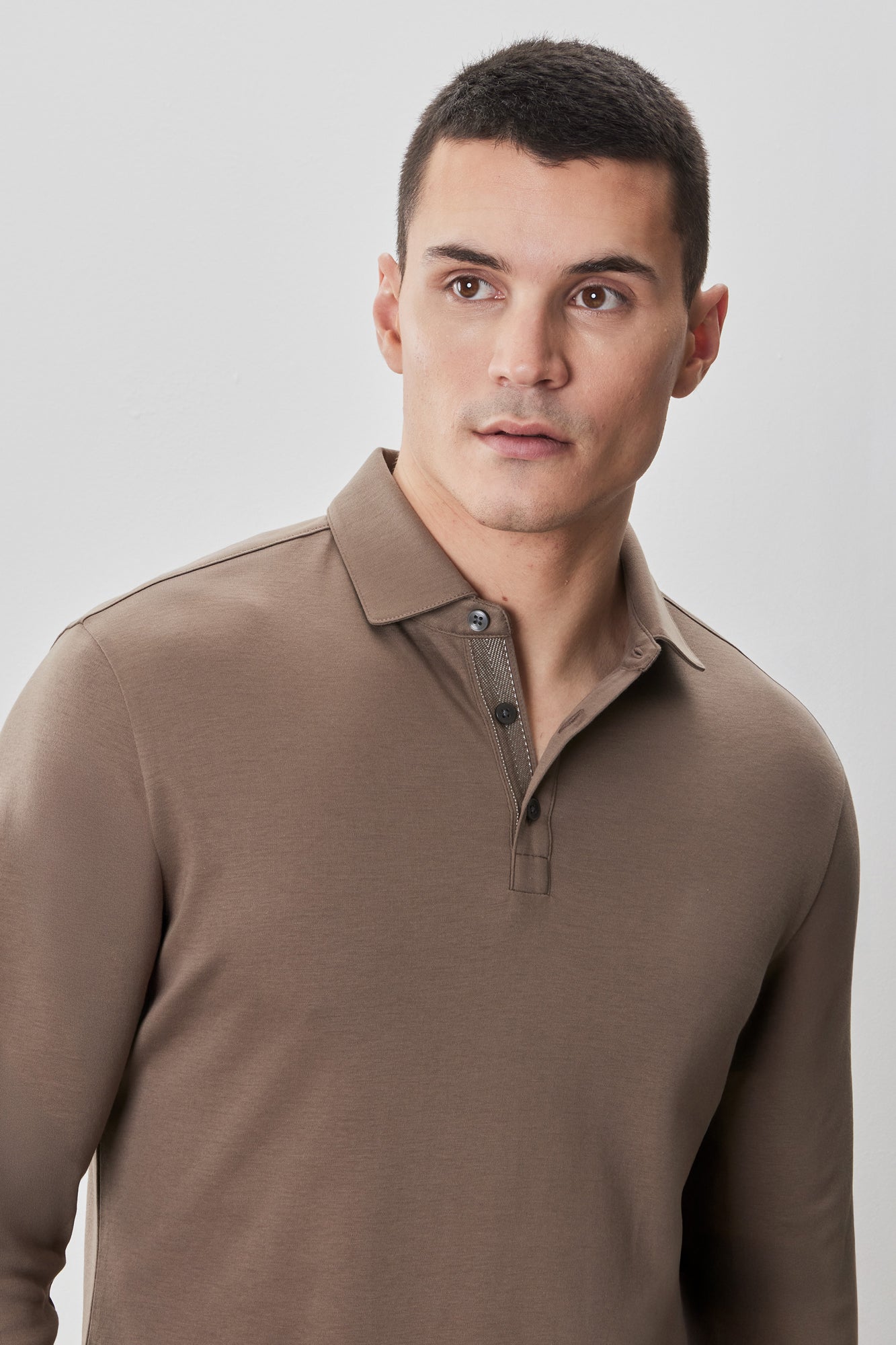 Polo à manches longues en chevrons pour homme par Robert Barakett | Georgia RB52559 Poterie | Boutique Vvög, vêtements mode pour homme et femme