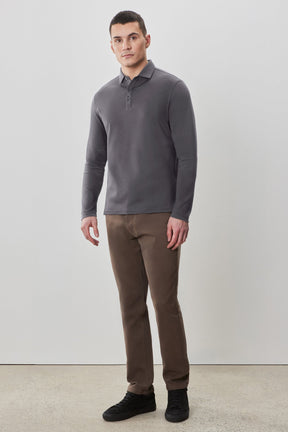 Polo à manches longues en chevrons pour homme par Robert Barakett | Georgia RB52559 Fumée | Boutique Vvög, vêtements mode pour homme et femme