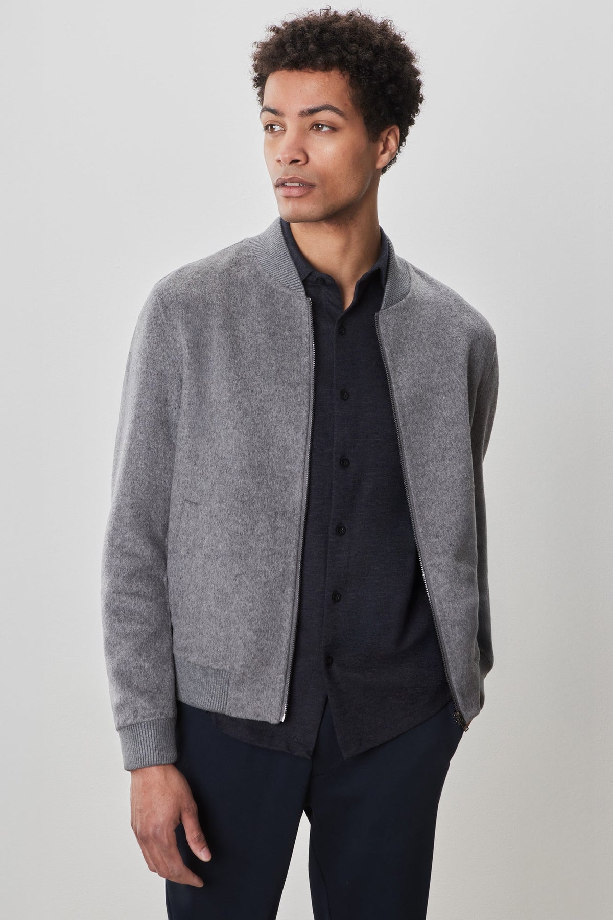 Veste à col baseball pour homme par Robert Barakett | Jake RB52599 Gris Clair | Boutique Vvög, vêtements mode pour homme et femme
