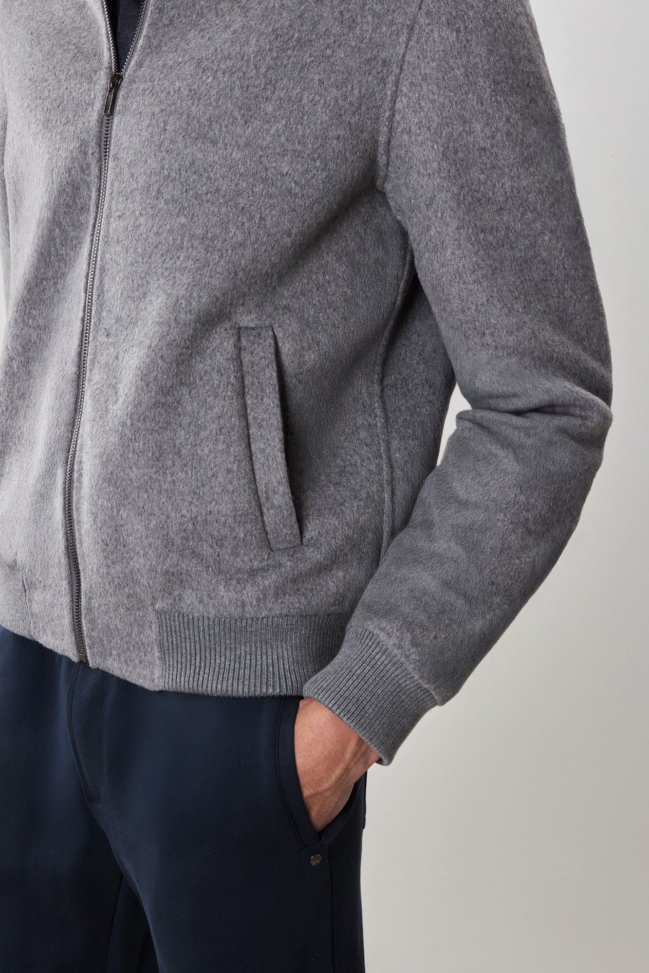 Veste à col baseball pour homme par Robert Barakett | Jake RB52599 Gris Clair | Boutique Vvög, vêtements mode pour homme et femme