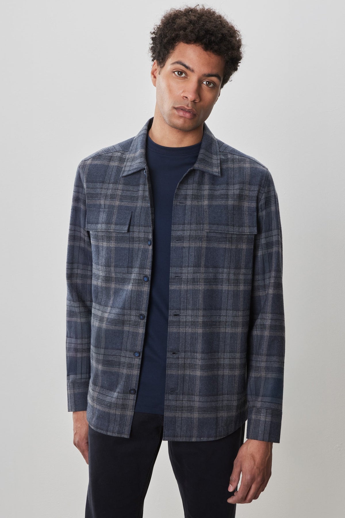 Surchemise tissée à manches longues pour homme par Robert Barakett | Dax RB52605 Bleu | Boutique Vvög, vêtements mode pour homme et femme