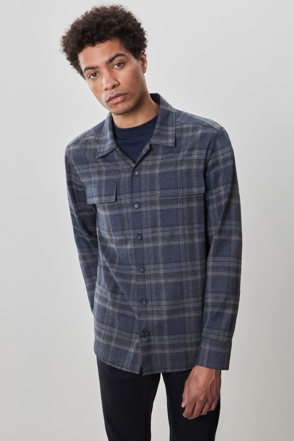 Surchemise tissée à manches longues pour homme par Robert Barakett | Dax RB52605 Bleu | Boutique Vvög, vêtements mode pour homme et femme