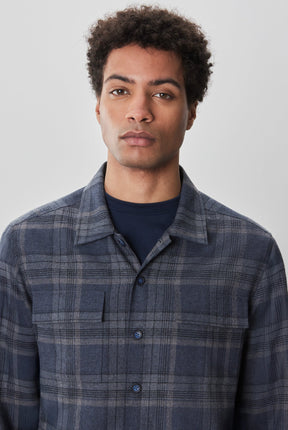 Surchemise tissée à manches longues pour homme par Robert Barakett | Dax RB52605 Bleu | Boutique Vvög, vêtements mode pour homme et femme