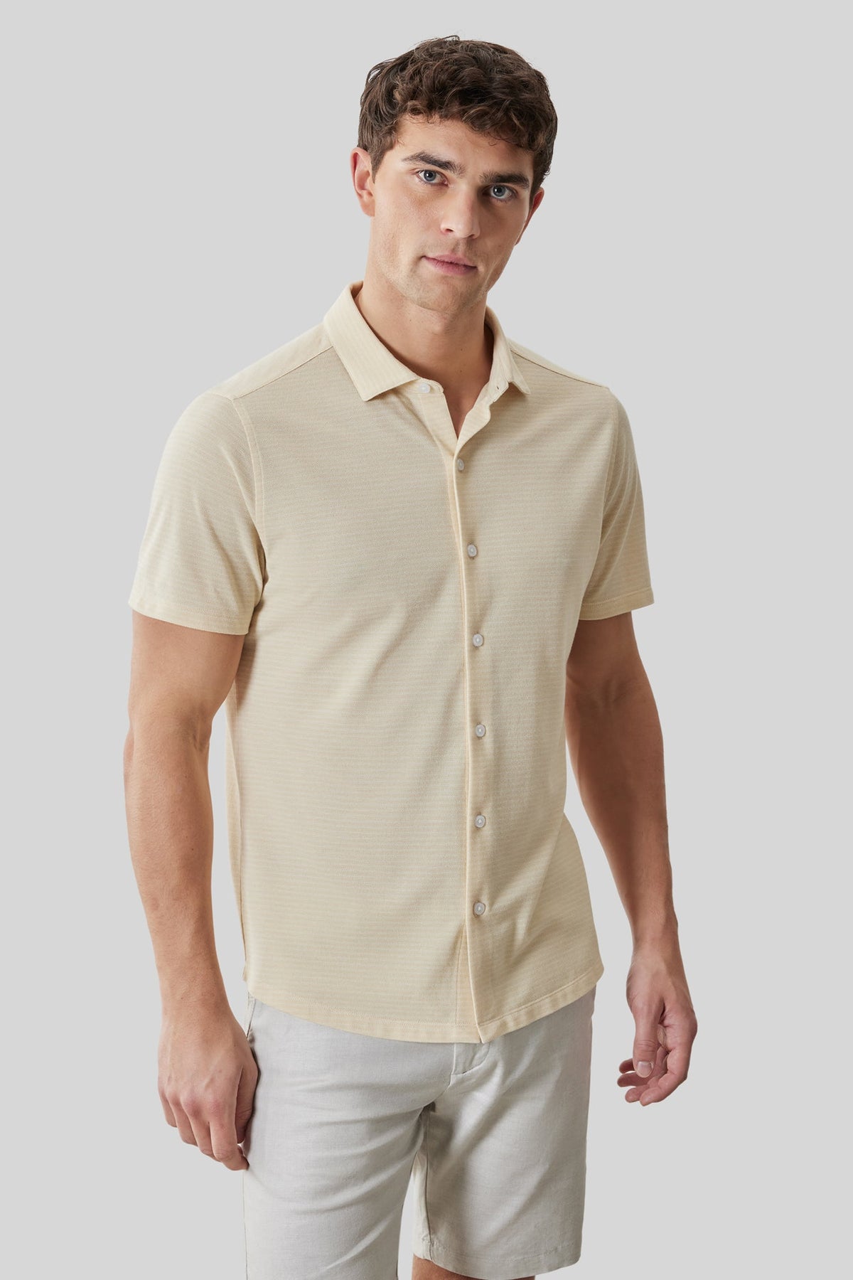 Chemise en Knit pour homme par Robert Barakett | RB61025 Irving Jaune Doux | Boutique Vvög, vêtements mode pour homme et femme
