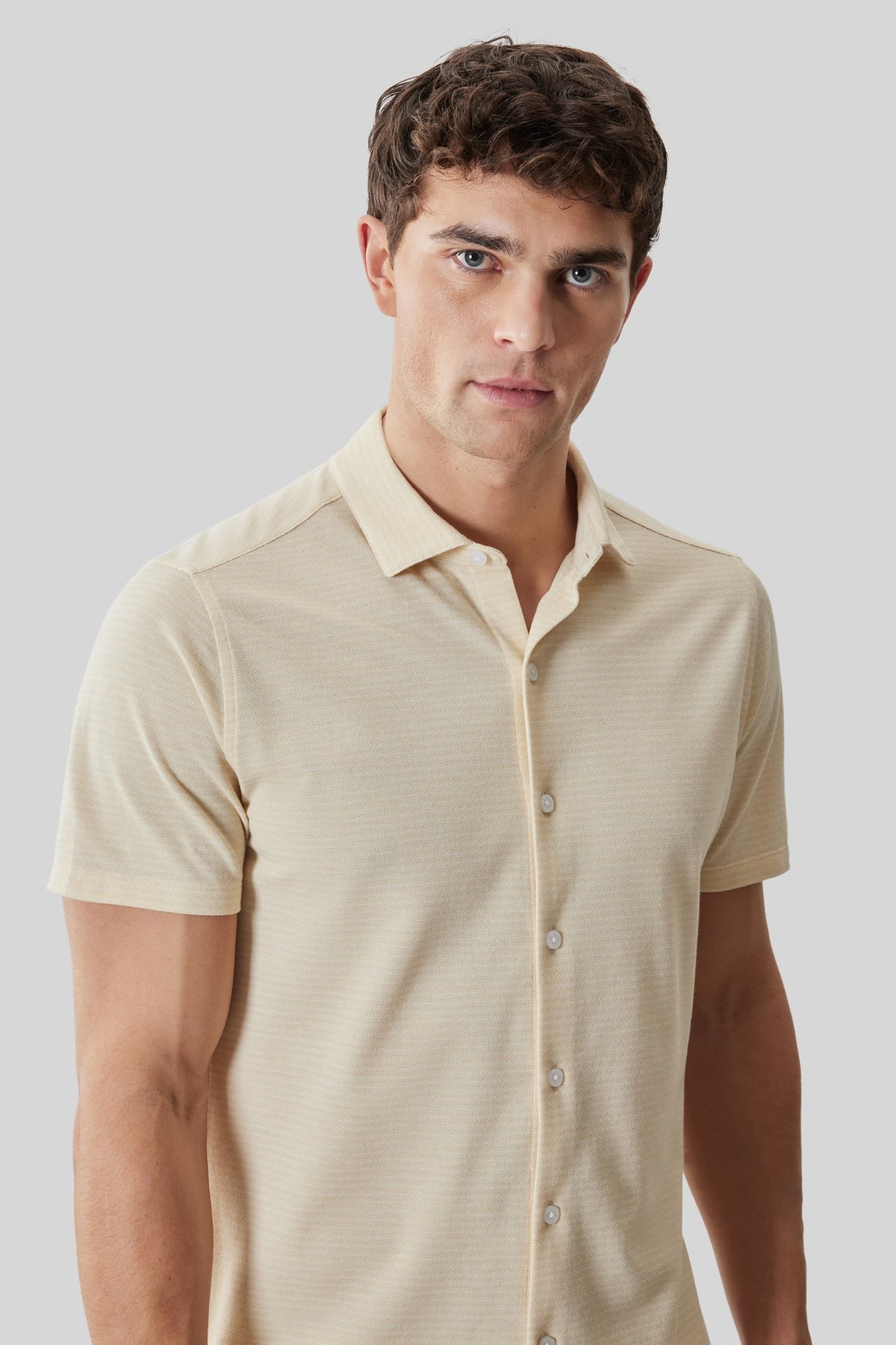 Chemise en Knit pour homme par Robert Barakett | RB61025 Irving Jaune Doux | Boutique Vvög, vêtements mode pour homme et femme