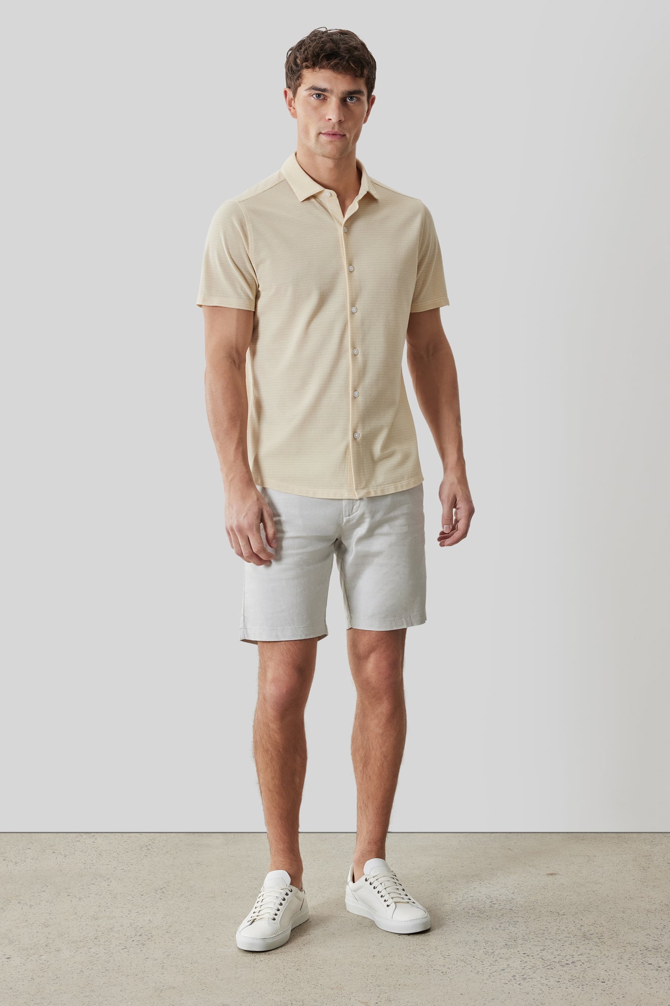 Chemise en Knit pour homme par Robert Barakett | RB61025 Irving Jaune Doux | Boutique Vvög, vêtements mode pour homme et femme