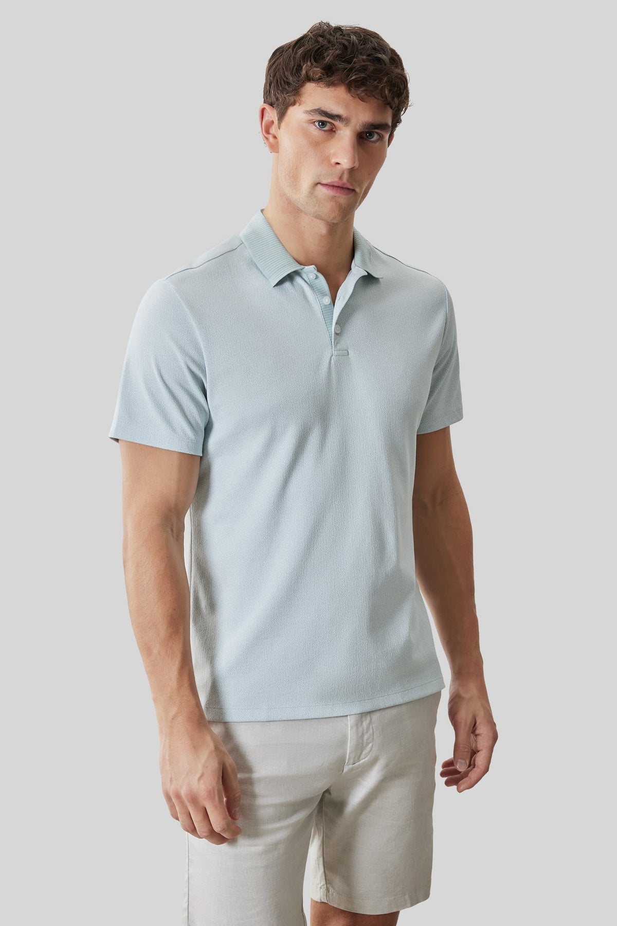 Polo col côtelé pour homme par Robert Barakett | RB61065 Matias Brume Aqua | Boutique Vvög, vêtements mode pour homme et femme