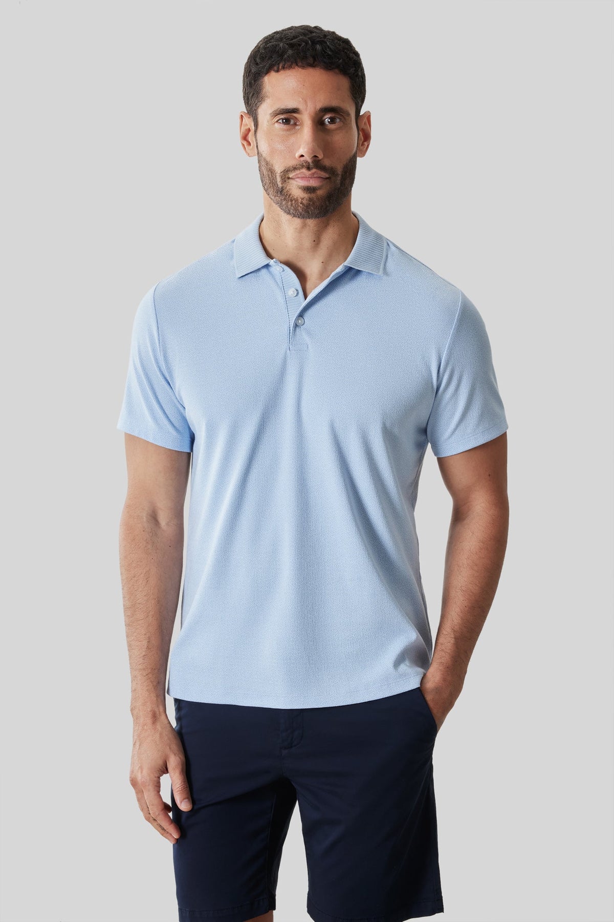 Polo col côtelé pour homme par Robert Barakett | RB61065 Matias Bleu Pâle | Boutique Vvög, vêtements mode pour homme et femme