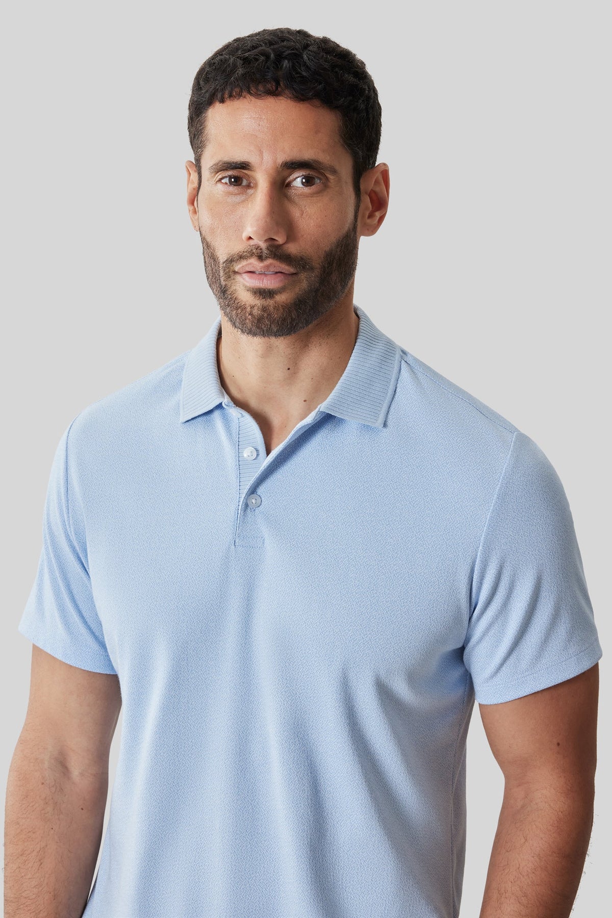 Polo col côtelé pour homme par Robert Barakett | RB61065 Matias Bleu Pâle | Boutique Vvög, vêtements mode pour homme et femme
