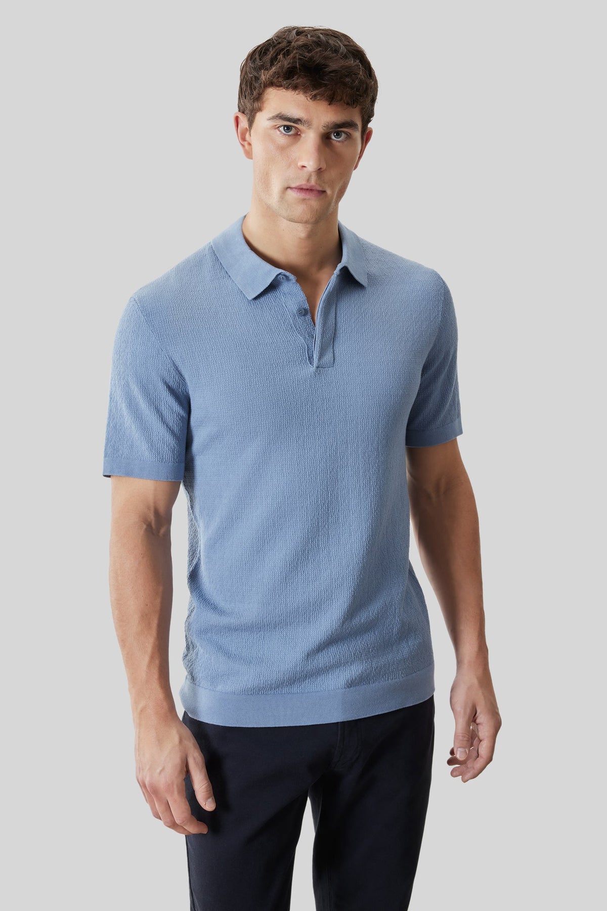 Polo avec patte pour homme par Robert Barakett | RB61092 Halric Bleu Délavé | Boutique Vvög, vêtements mode pour homme et femme