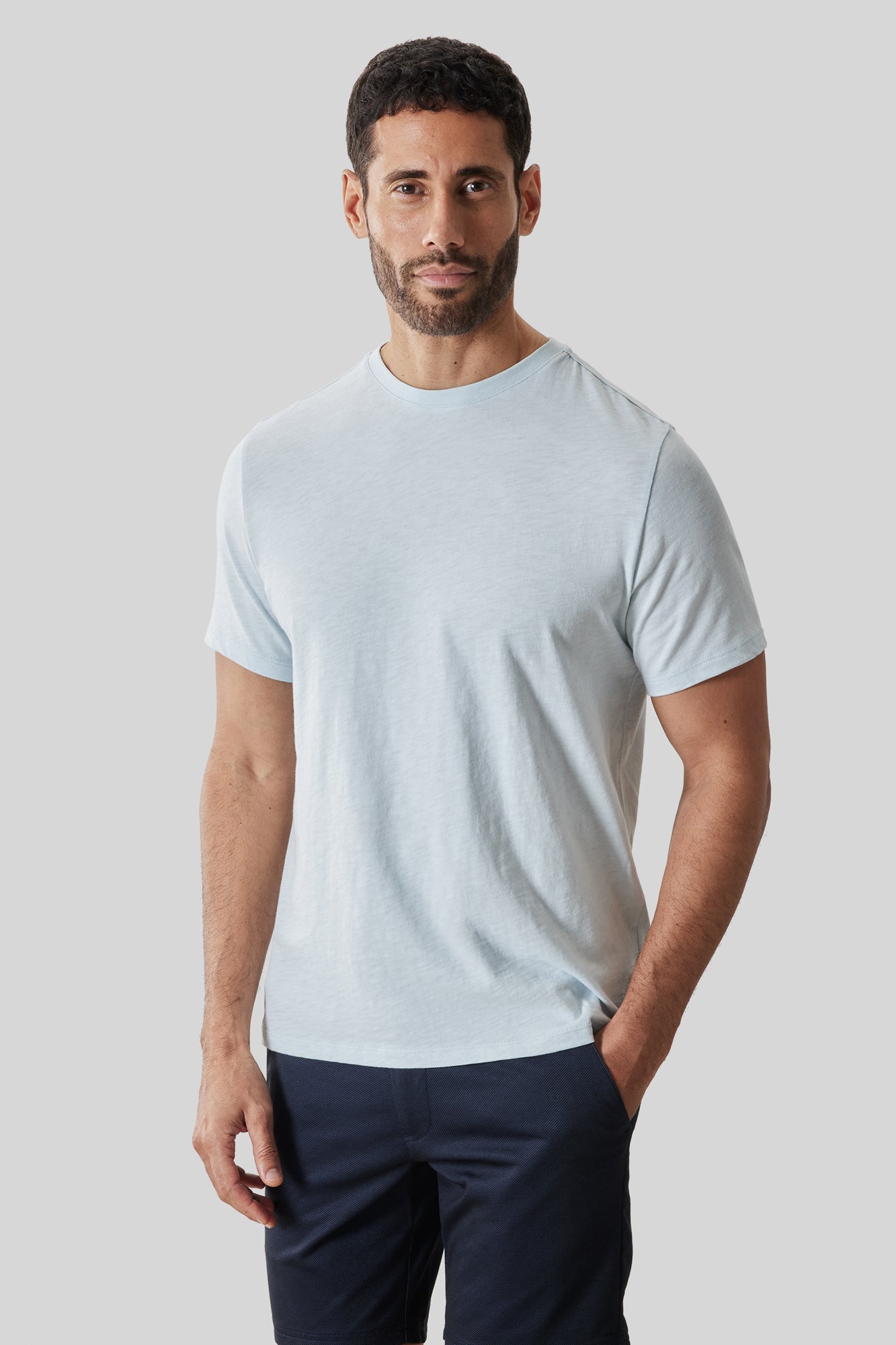 T-Shirt slub pour homme par Robert Barakett | RB61127 Brightwood Brume Bleue | Boutique Vvög, vêtements mode pour homme et femme