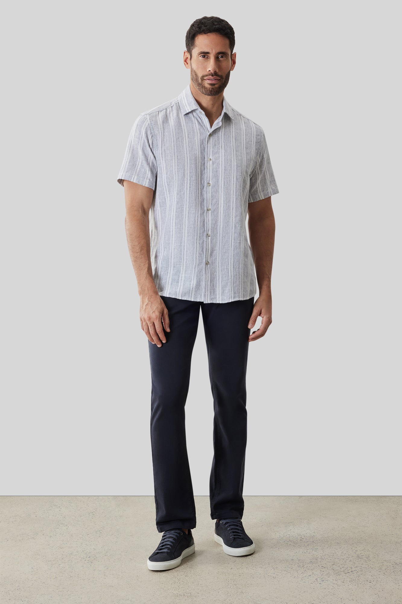 Chemise tissée pour homme par Robert Barakett | RB61150 Daiki Bleu Poudré | Boutique Vvög, vêtements mode pour homme et femme