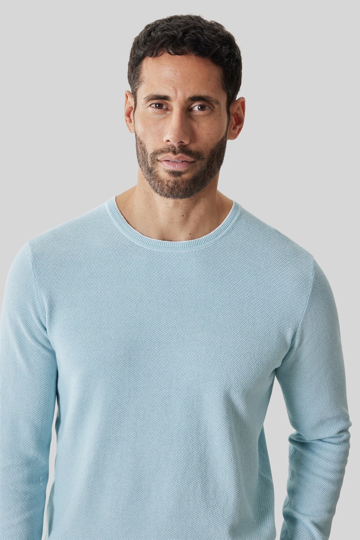 Chandail M.L. col rond pour homme par Robert Barakett | RB61154 Kaede Sarcelle Poussiéreuse | Boutique Vvög, vêtements mode pour homme et femme