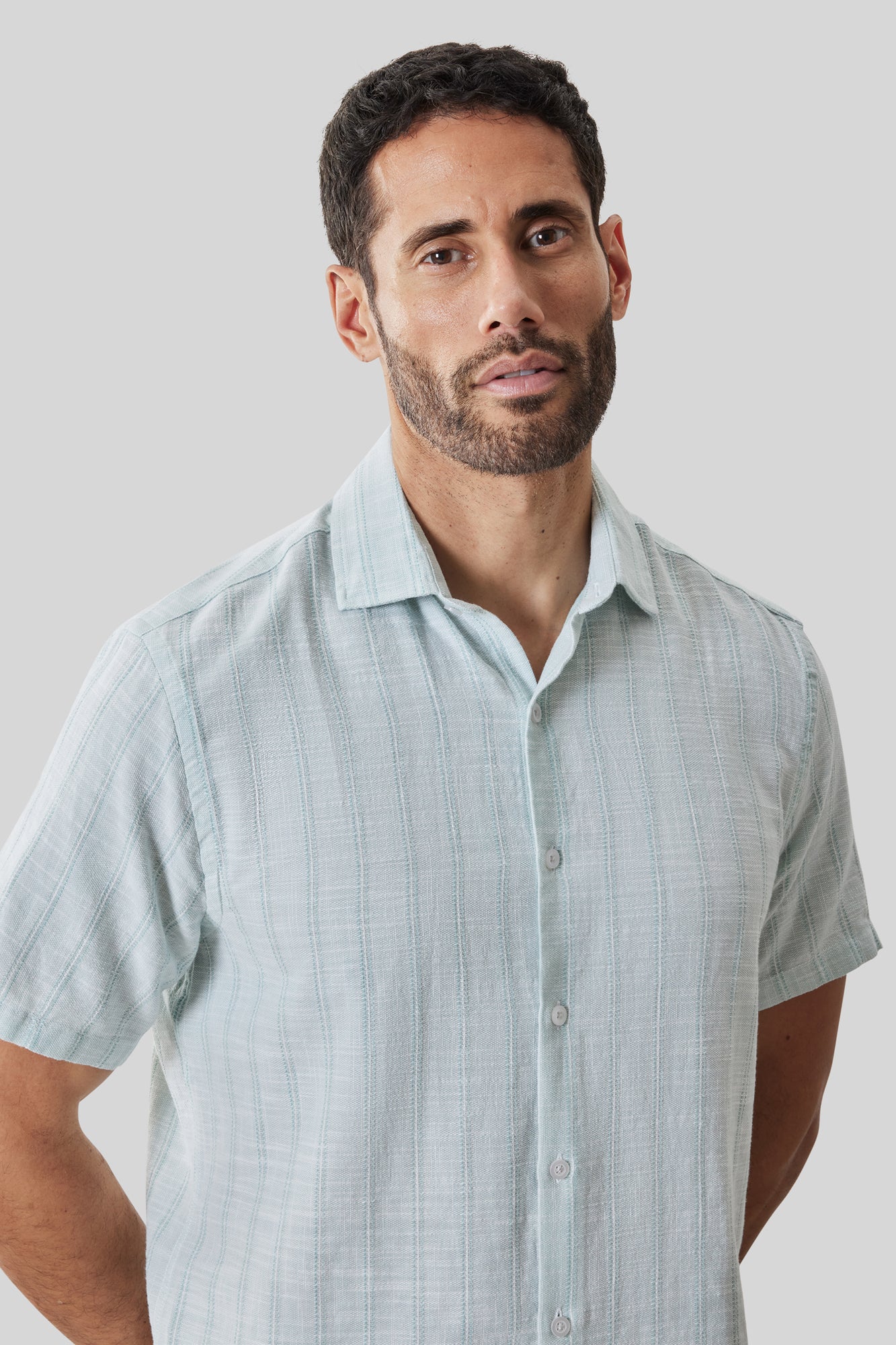 Chemise tissée pour homme par Robert Barakett | RB61196 Satoru Aqua | Boutique Vvög, vêtements mode pour homme et femme