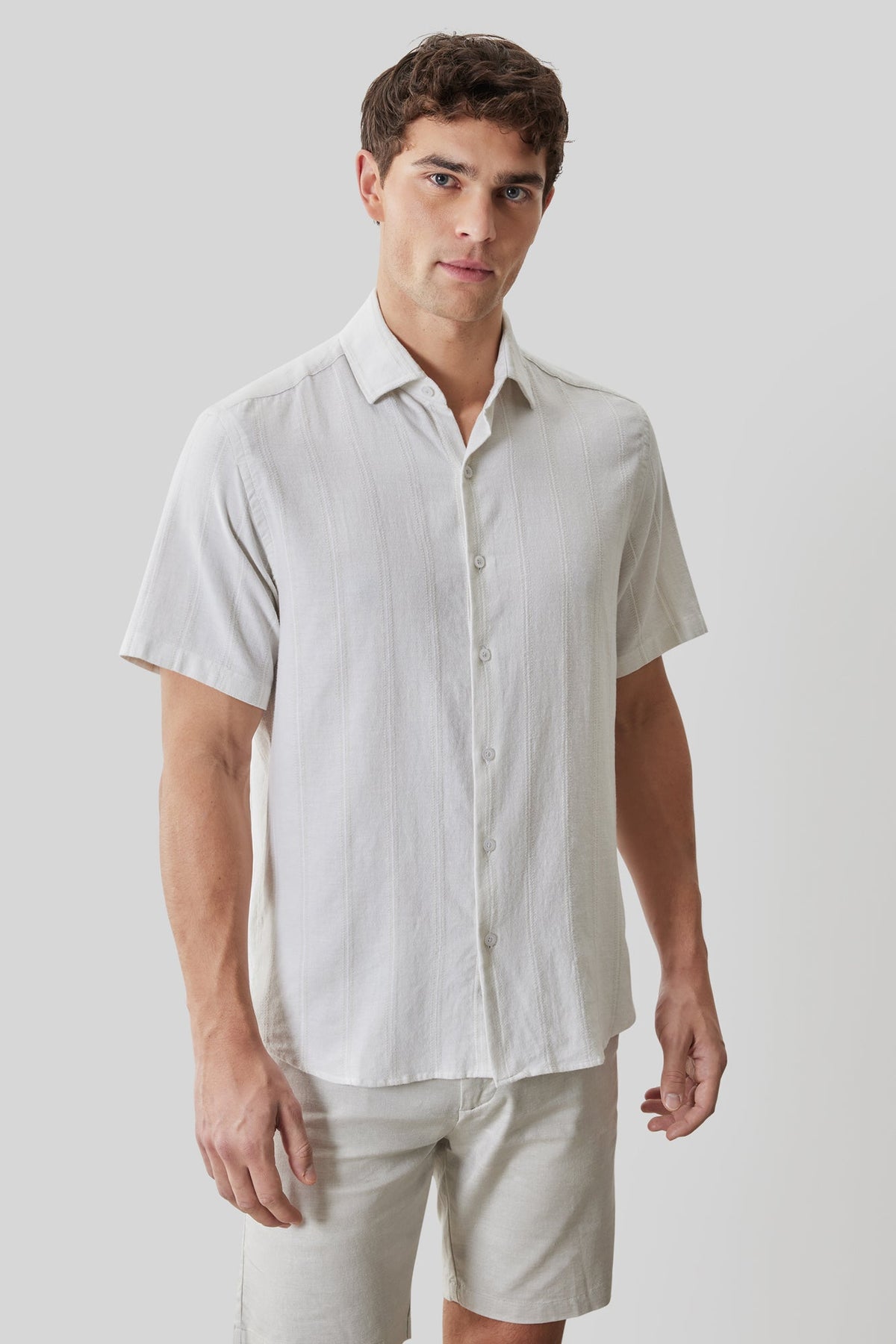 Chemise tissée pour homme par Robert Barakett | RB61196 Satoru Ficelle | Boutique Vvög, vêtements mode pour homme et femme