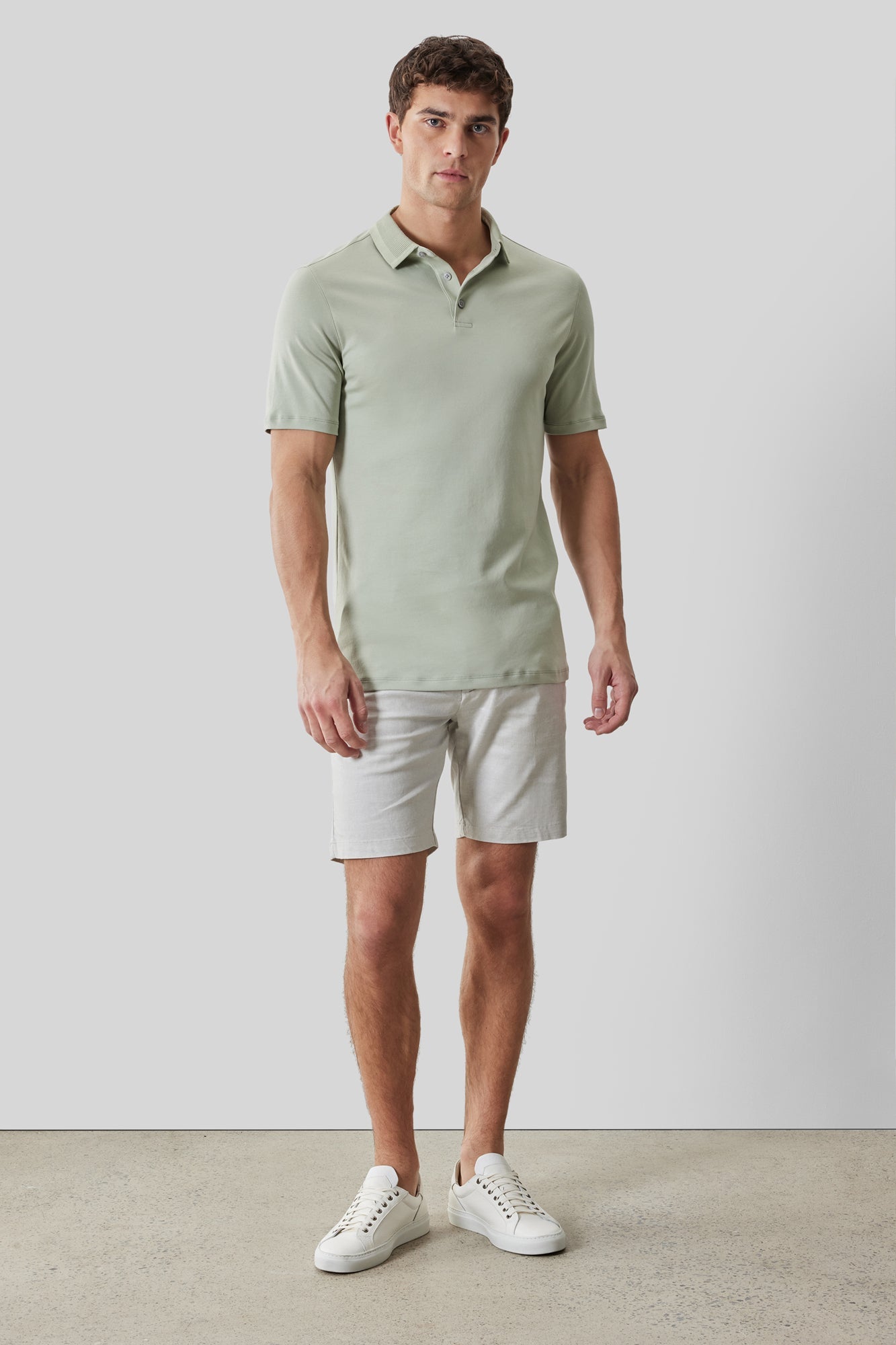 Polo col texturé pour homme par Robert Barakett | RB61210 Georgia Vert Désert | Boutique Vvög, vêtements mode pour homme et femme
