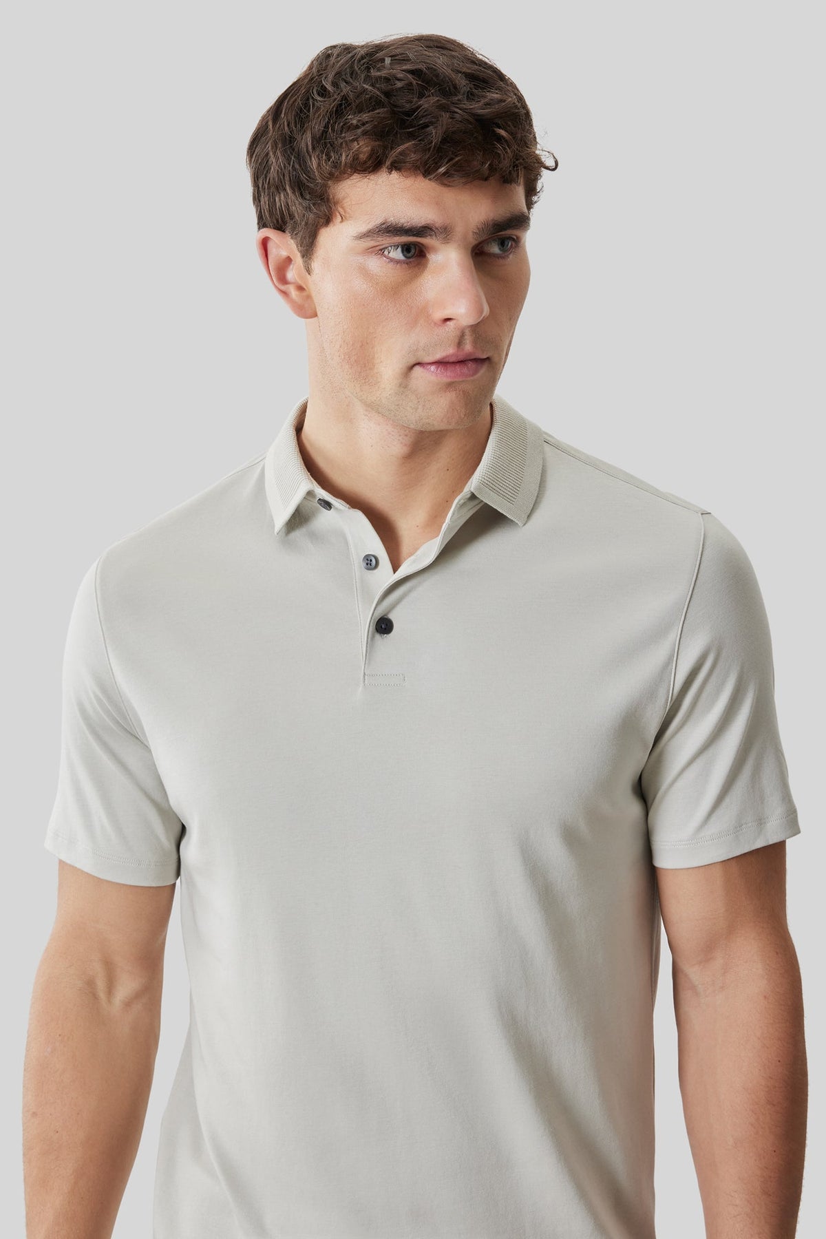 Polo col texturé pour homme par Robert Barakett | RB61210 Georgia Pierre De Lune | Boutique Vvög, vêtements mode pour homme et femme