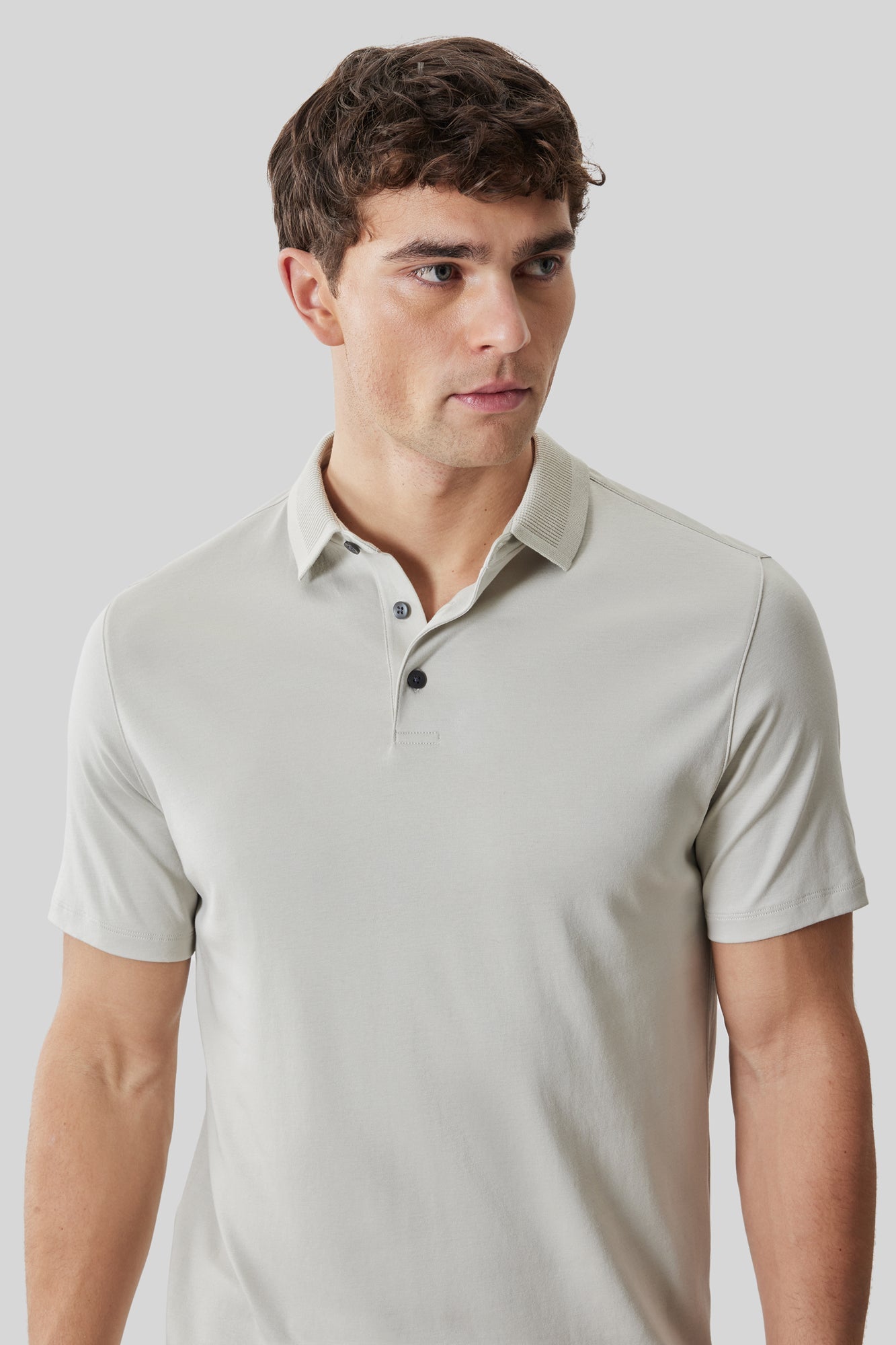 Polo col texturé pour homme par Robert Barakett | RB61210 Georgia Pierre De Lune | Boutique Vvög, vêtements mode pour homme et femme