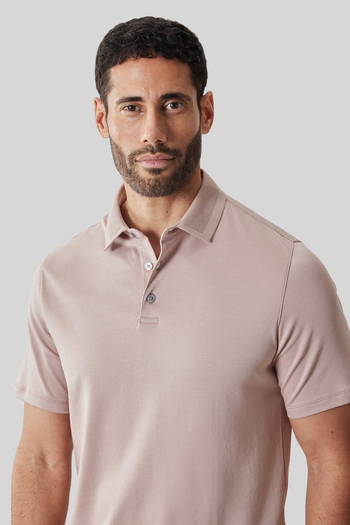 Polo col texturé pour homme par Robert Barakett | RB61210 Georgia Corail Poudré | Boutique Vvög, vêtements mode pour homme et femme