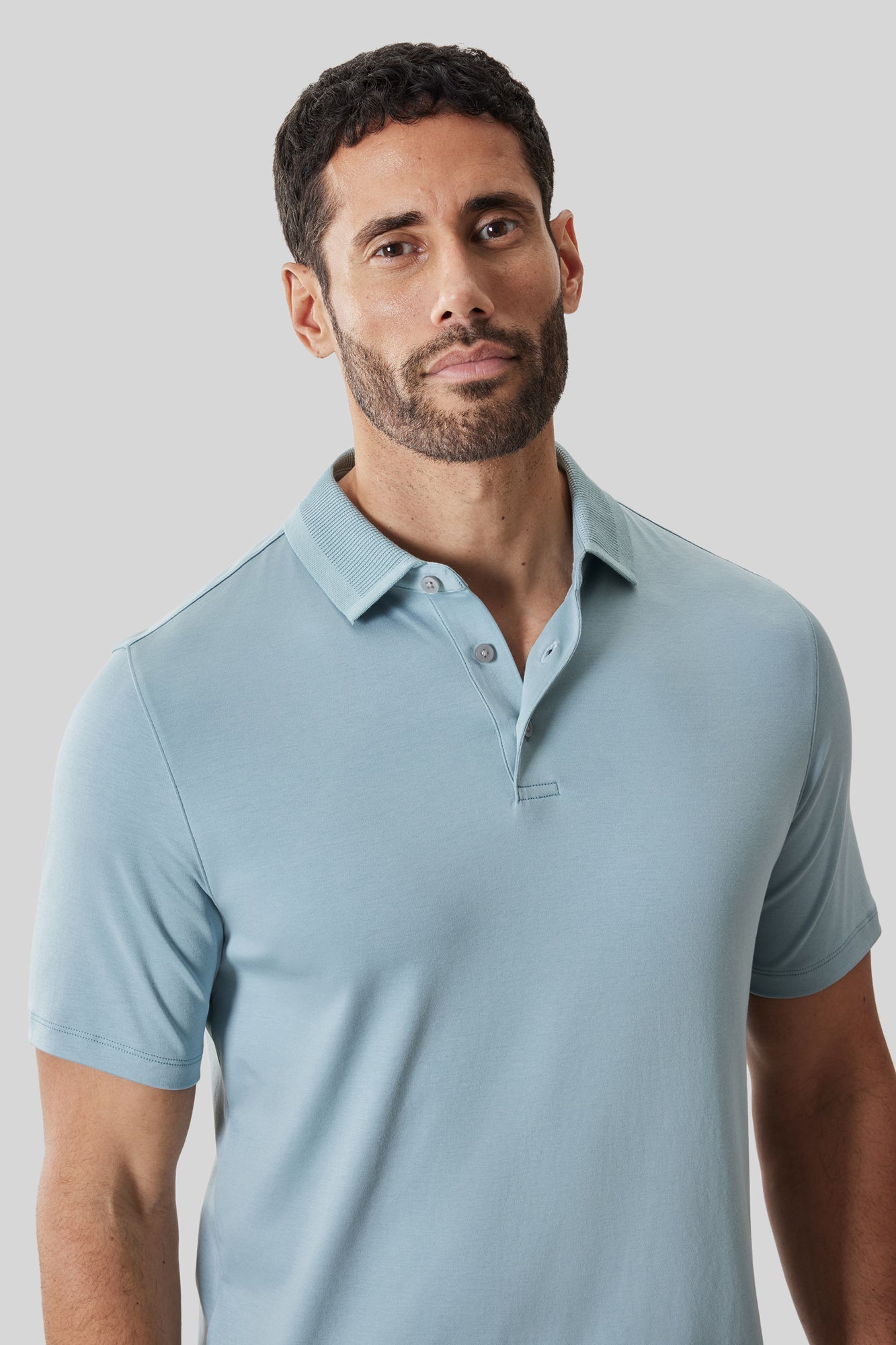 Polo col texturé pour homme par Robert Barakett | RB61210 Georgia Sarcelle Douce | Boutique Vvög, vêtements mode pour homme et femme