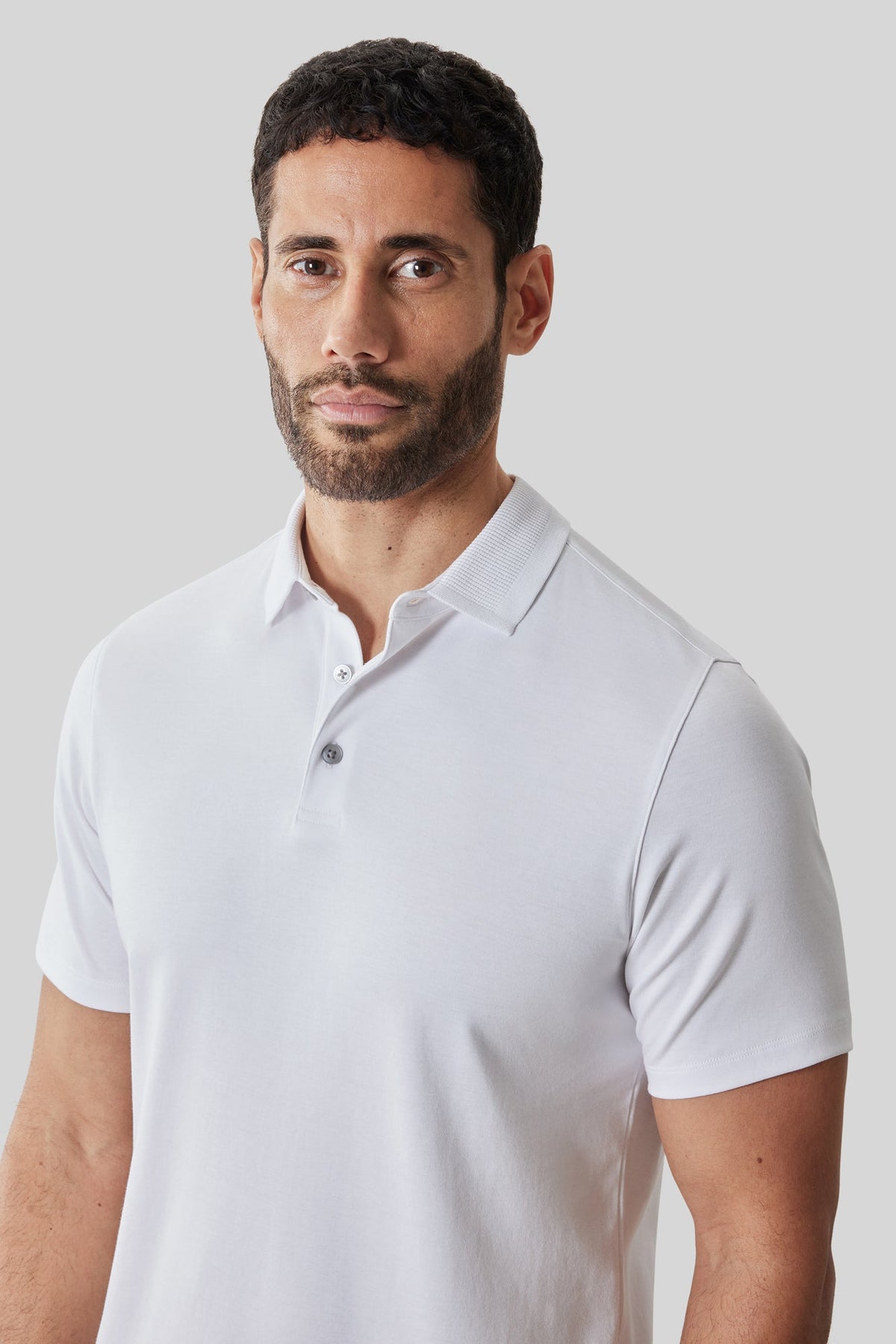 Polo col texturé pour homme par Robert Barakett | RB61210 Georgia Blanc | Boutique Vvög, vêtements mode pour homme et femme
