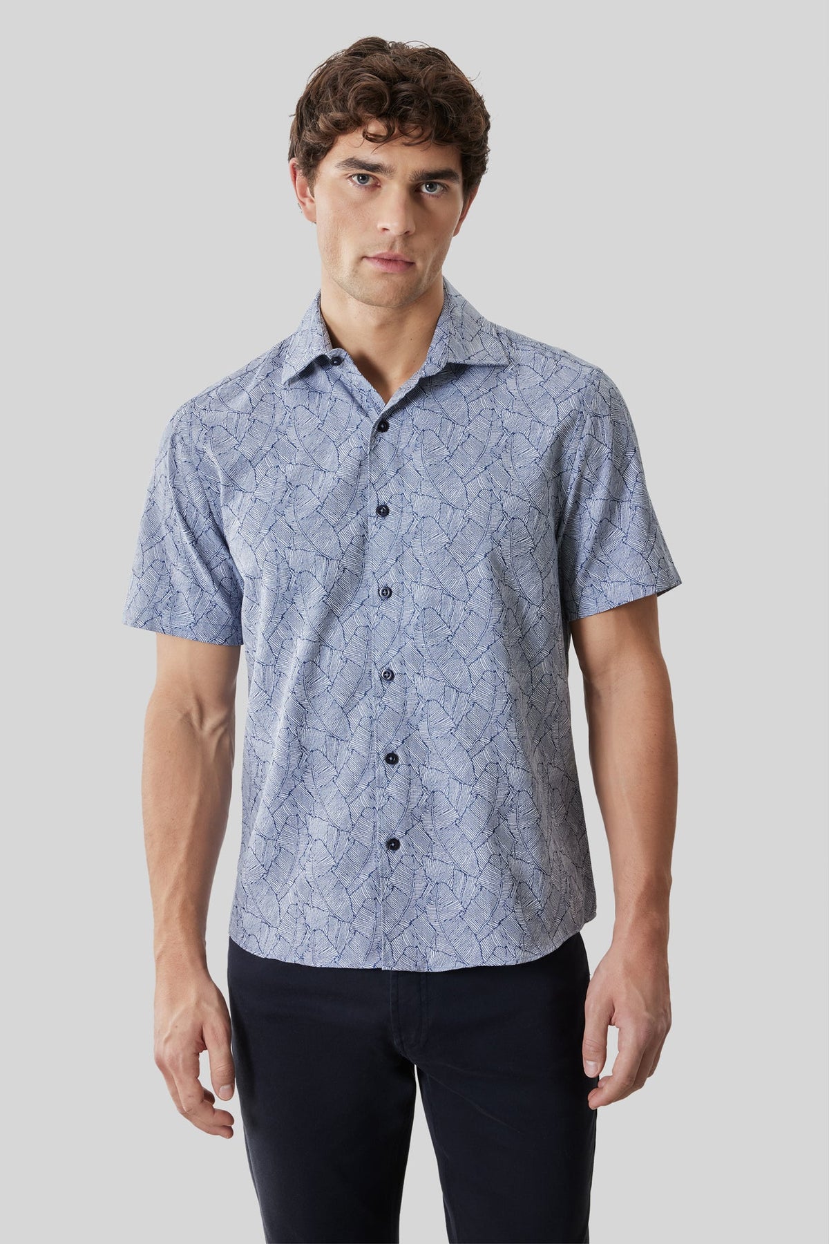 Chemise tissée pour homme par Robert Barakett | RB61218 Kazuki Caspienne Foncée | Boutique Vvög, vêtements mode pour homme et femme