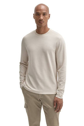 Robert Barakett men's ivory long sleeve crewneck T-Shirt with subtle allover texture, front view