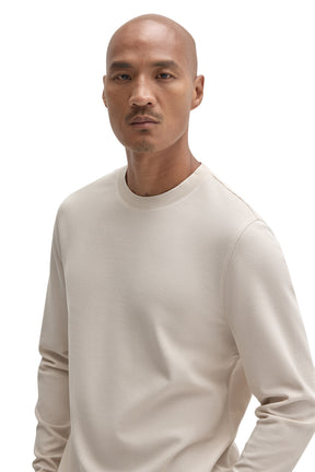 Robert Barakett men's close front view of an ivory long sleeve crewneck T-Shirt with fine textured surface