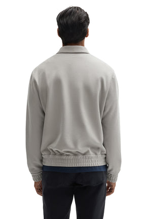 Robert Barakett men's light gray zip-front overshirt with a shirt collar and elasticized waistband, back view