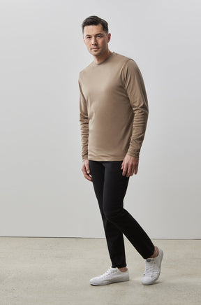 Chandail à col rond montant pour homme par Robert Barakett | Georgia RB82247 Shiitake | Boutique Vvög, vêtements mode pour homme et femme