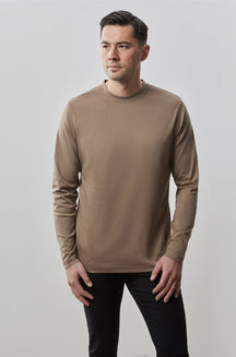 Chandail à col rond montant pour homme par Robert Barakett | Georgia RB82247 Shiitake | Boutique Vvög, vêtements mode pour homme et femme