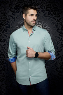 Knit long sleeve shirt for men by Au Noir | ROSMARINO Green | Boutique Vvög, complete inventory of the Au Noir brand