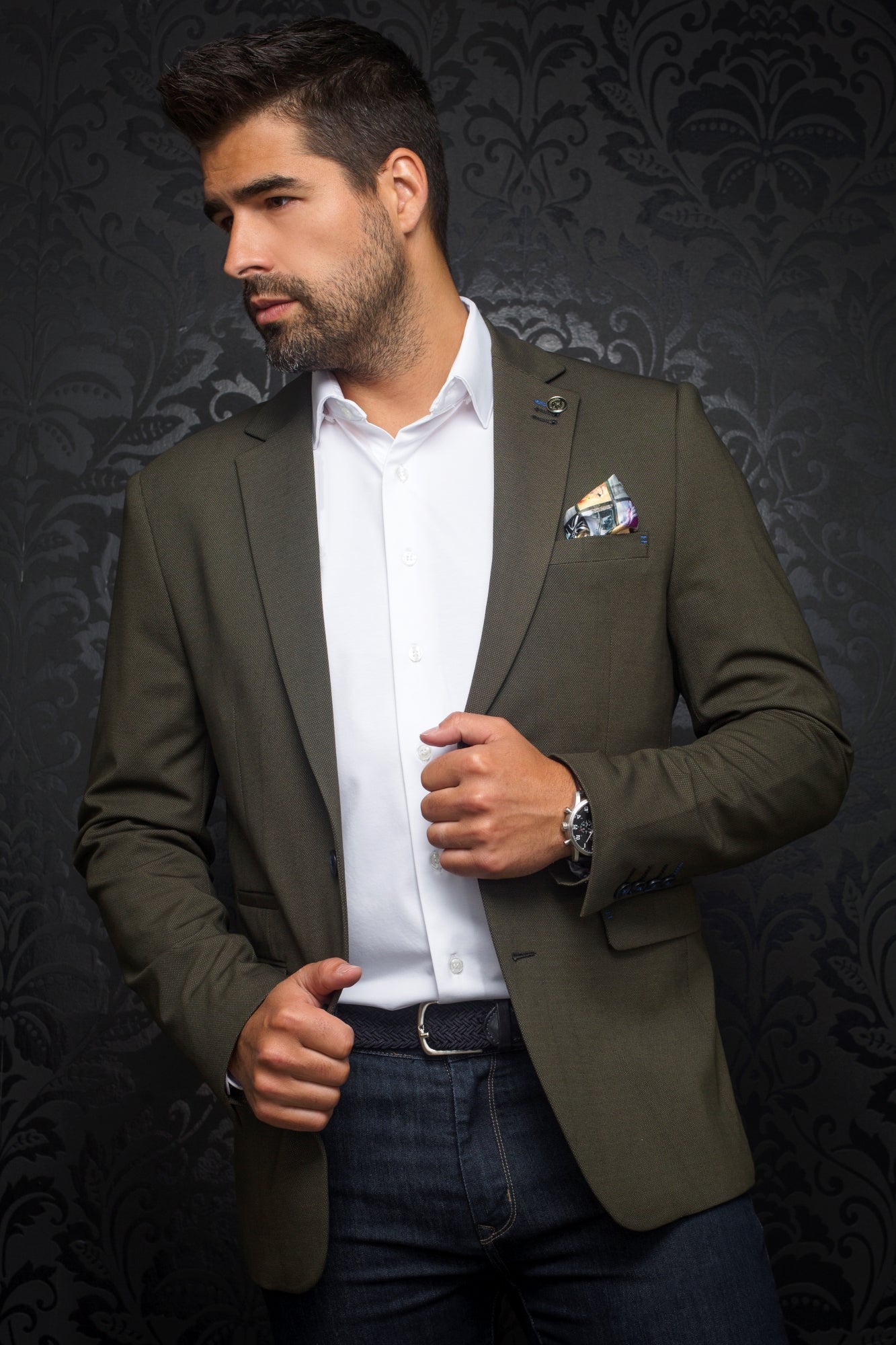 Veston pour homme par Au Noir | RYAN Olive/OLIVE | Boutique Vvög, inventaire complet de la marque Au Noir