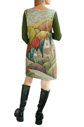 Rien ne se perd, tout se crée women's dark green long-sleeve dress, back model view