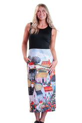 Robe 7/8 pour femme par Rien ne se perd, tout se crée | Mimosa Noir Et Paysage | Boutique Vvög, vêtements mode pour homme et femme