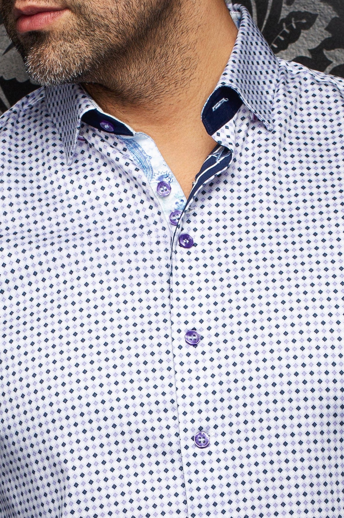 Chemise manches longues en coton extensible pour homme par Au Noir | SABAH Lavande | Boutique Vvög, inventaire complet de la marque Au Noir