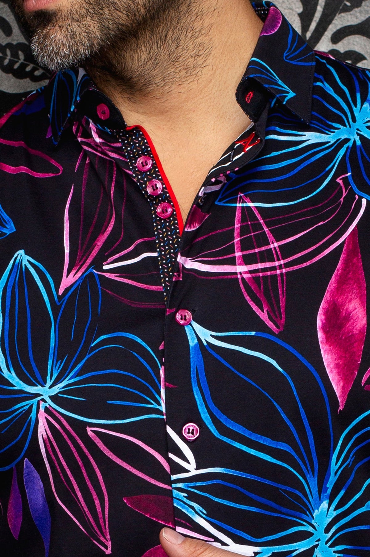 Chemise manches longues en Knit extensible pour homme par Au Noir | SAKARUN Noir Multi | Boutique Vvög, inventaire complet de la marque Au Noir