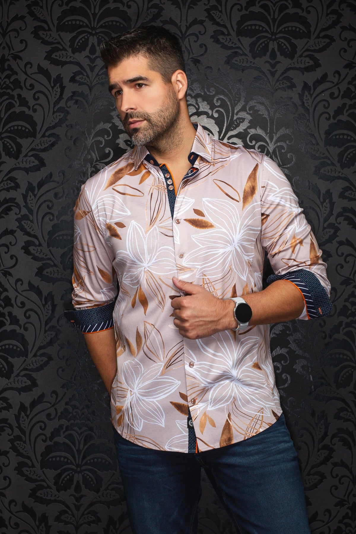 Chemise manches longues en Knit extensible pour homme par Au Noir | SAKARUN Pierre | Boutique Vvög, inventaire complet de la marque Au Noir