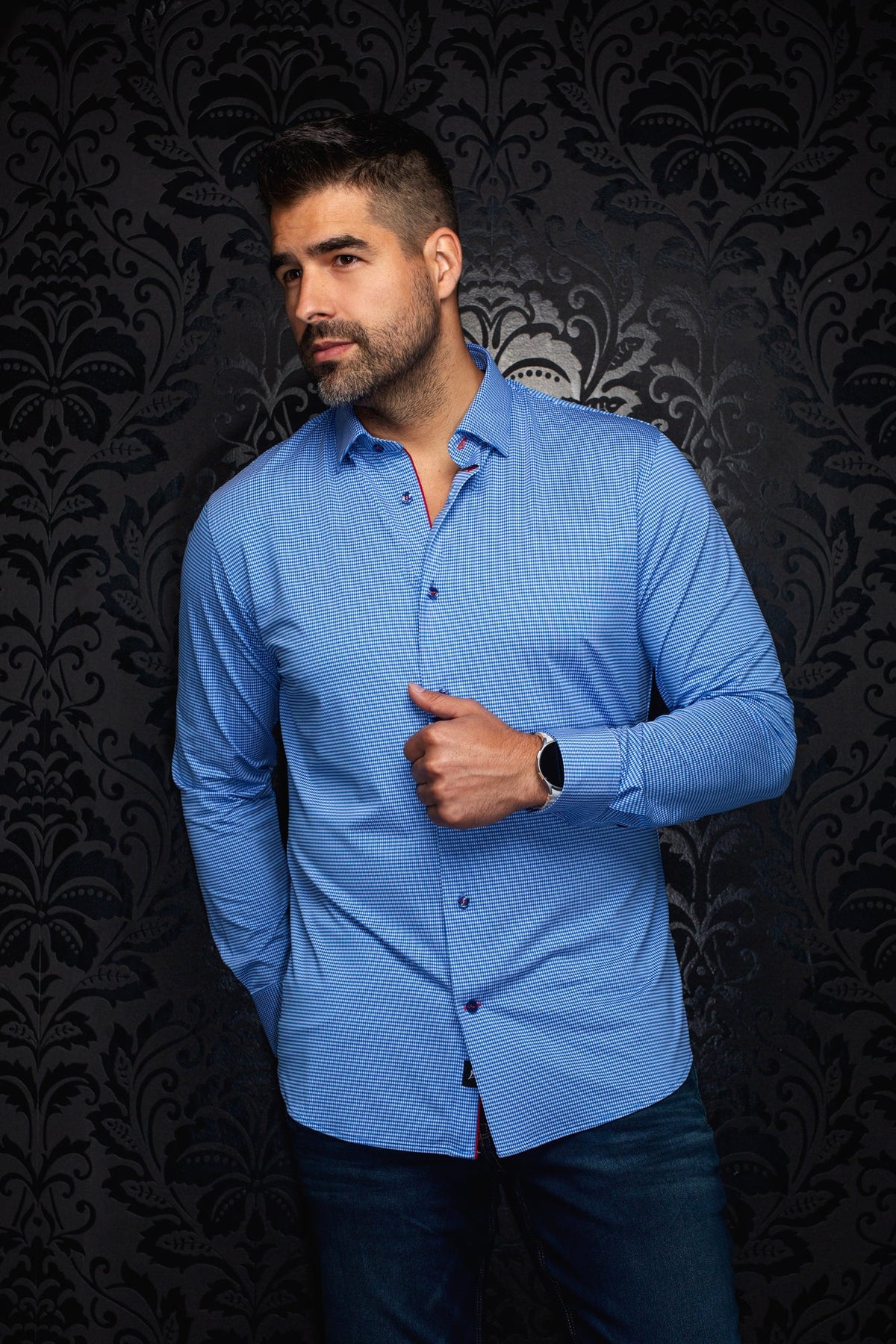 Chemise en nylon pour homme par Au Noir | SALENTO Bleu | Boutique Vvög, vêtements mode pour homme et femme