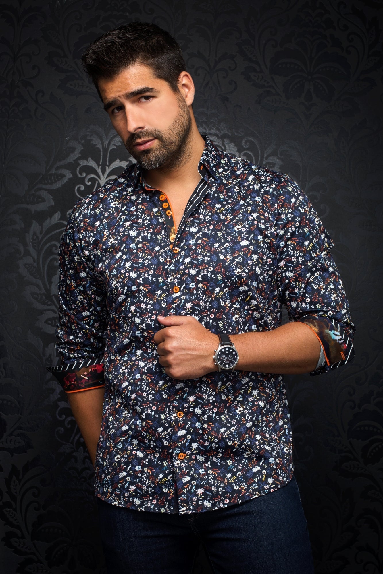 Chemise manches longues pour homme par Au Noir | SALVATORE Minuit/midnight | Boutique Vvög, inventaire complet de la marque Au Noir