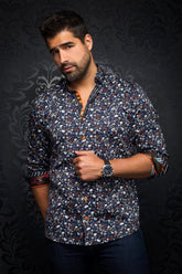 Long sleeve shirt for men by Au Noir | SALVATORE Midnight/Midnight | Boutique Vvög, complete inventory of the Au Noir brand