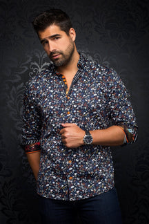 Chemise manches longues pour homme par Au Noir | SALVATORE Minuit/midnight | Boutique Vvög, inventaire complet de la marque Au Noir