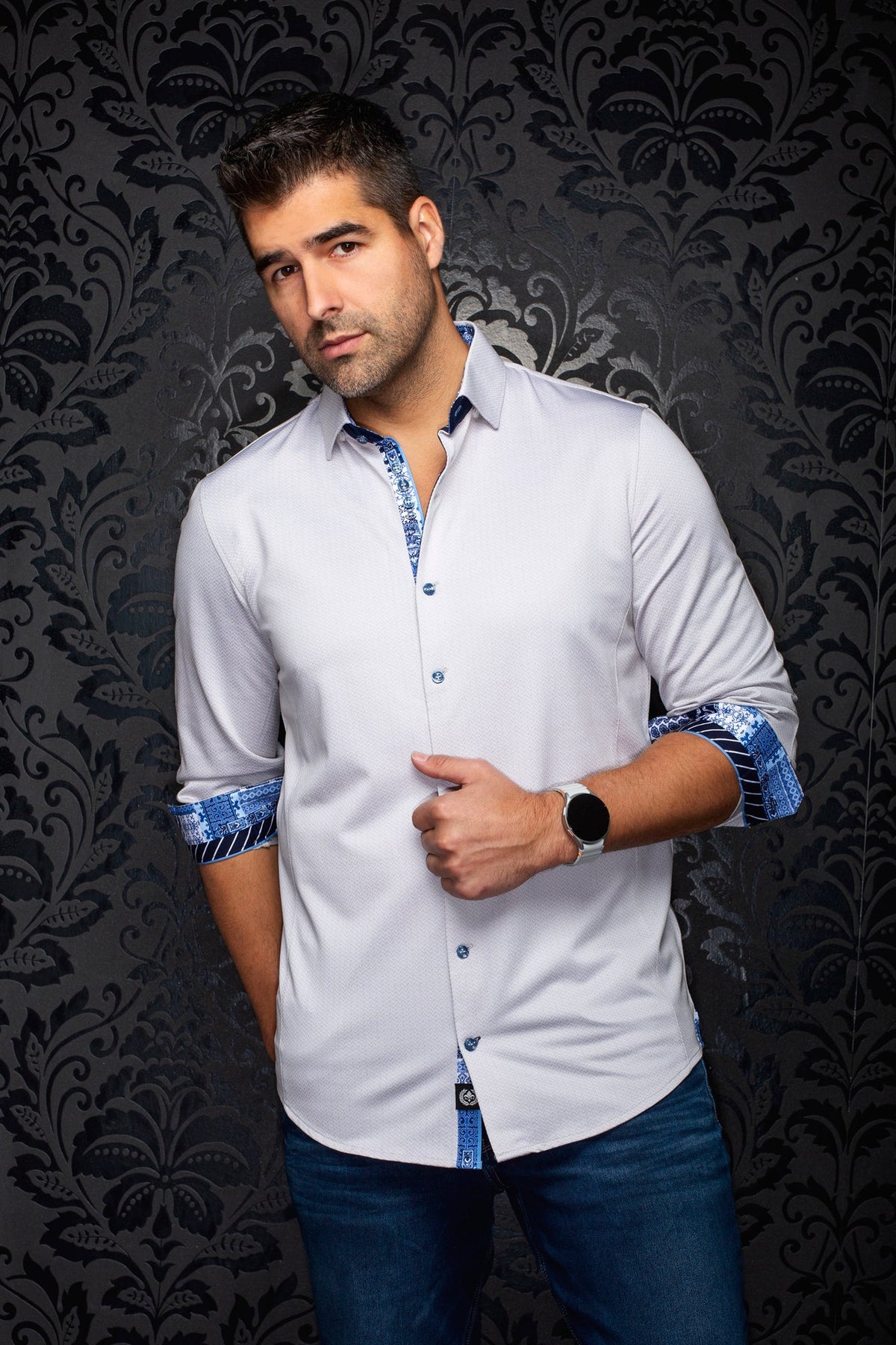 Chemise manches longues en Knit extensible pour homme par Au Noir | SANDSTORM Sable | Boutique Vvög, inventaire complet de la marque Au Noir