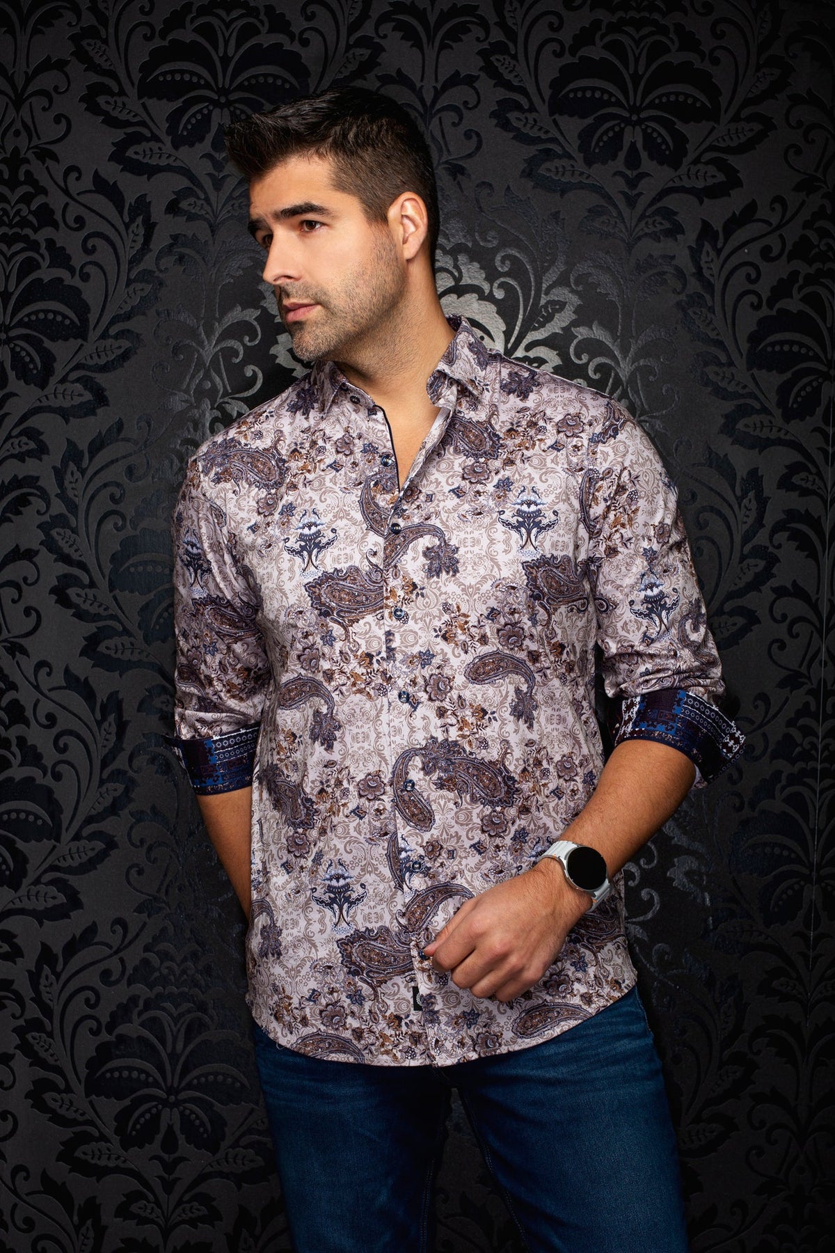 Chemise manches longues en Knit extensible pour homme par Au Noir | SIENNA Pierre | Boutique Vvög, inventaire complet de la marque Au Noir