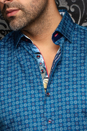 Chemise manches longues en coton extensible pour homme par Au Noir | SKYDALE Bleu Profond | Boutique Vvög, inventaire complet de la marque Au Noir