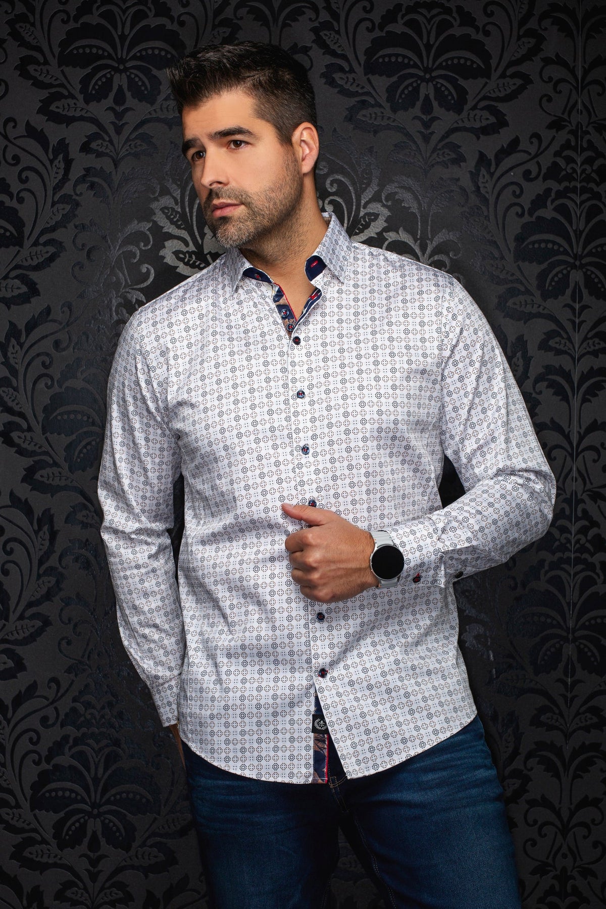 Chemise manches longues en coton extensible pour homme par Au Noir | SKYDALE Blanc | Boutique Vvög, inventaire complet de la marque Au Noir