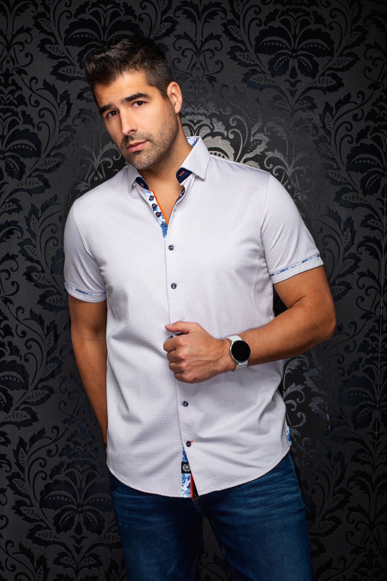 Chemise manches courtes en Knit extensible pour homme par Au Noir | SONORAN (SS) Sable | Boutique Vvög, inventaire complet de la marque Au Noir