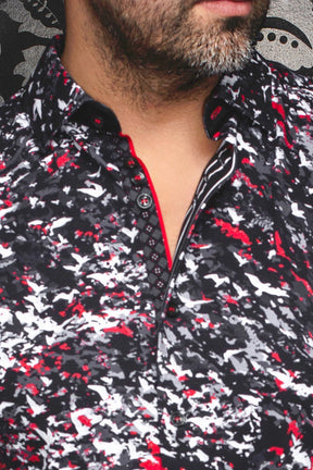 Chemise manches longues en Knit pour homme par Au Noir | SORAN Noir Rouge | Boutique Vvög, inventaire complet de la marque Au Noir