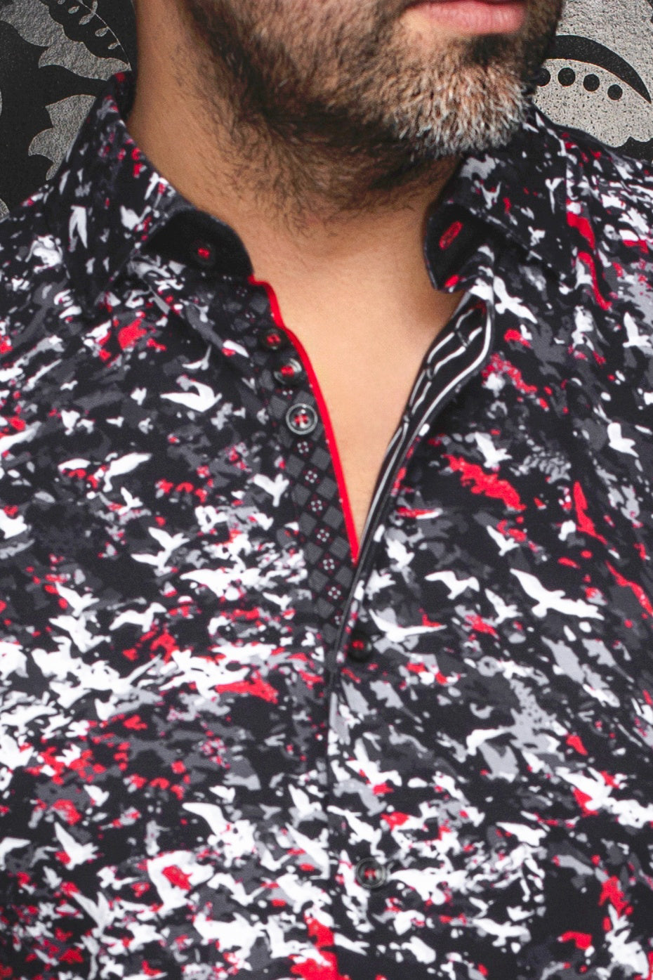Chemise manches longues en Knit pour homme par Au Noir | SORAN Noir Rouge | Boutique Vvög, inventaire complet de la marque Au Noir
