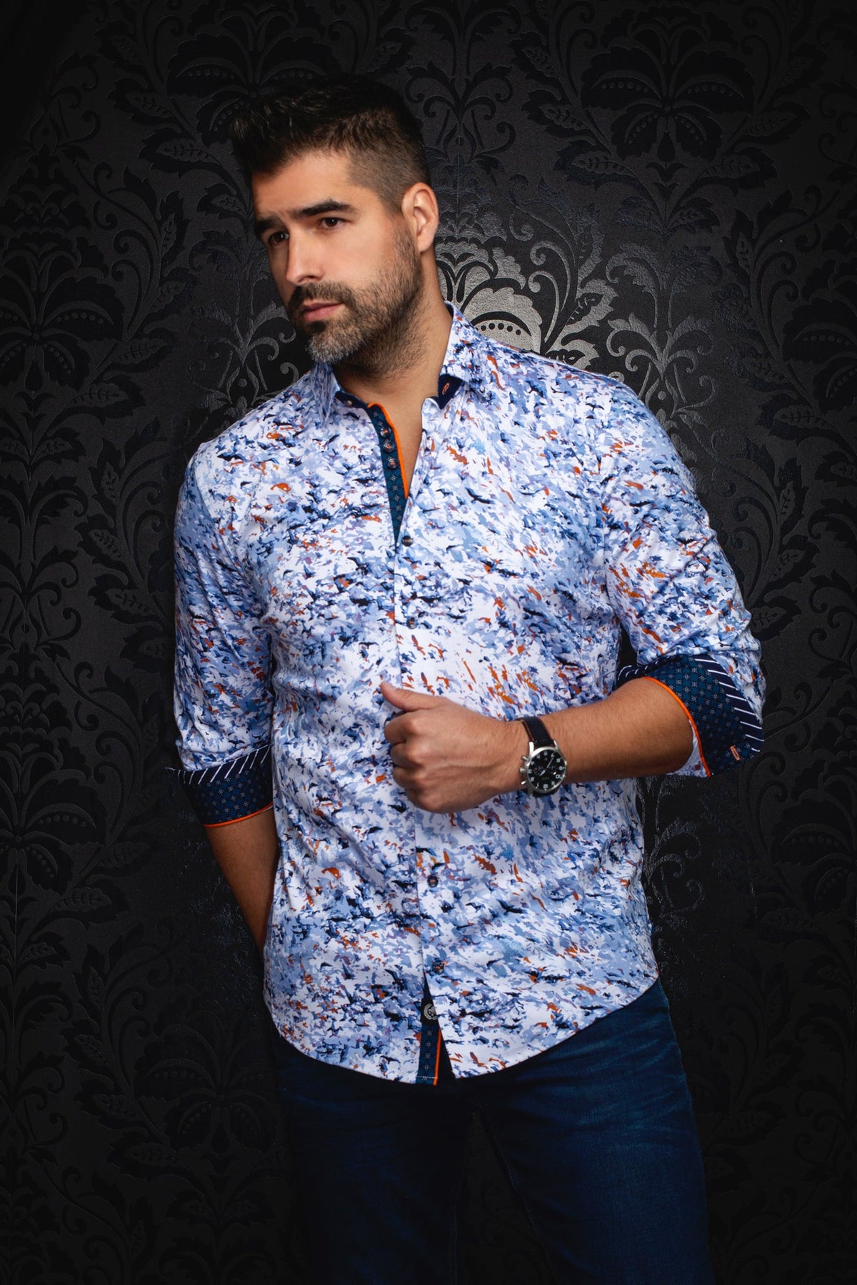 Chemise manches longues en Knit pour homme par Au Noir | SORAN Bleu Clair | Boutique Vvög, inventaire complet de la marque Au Noir